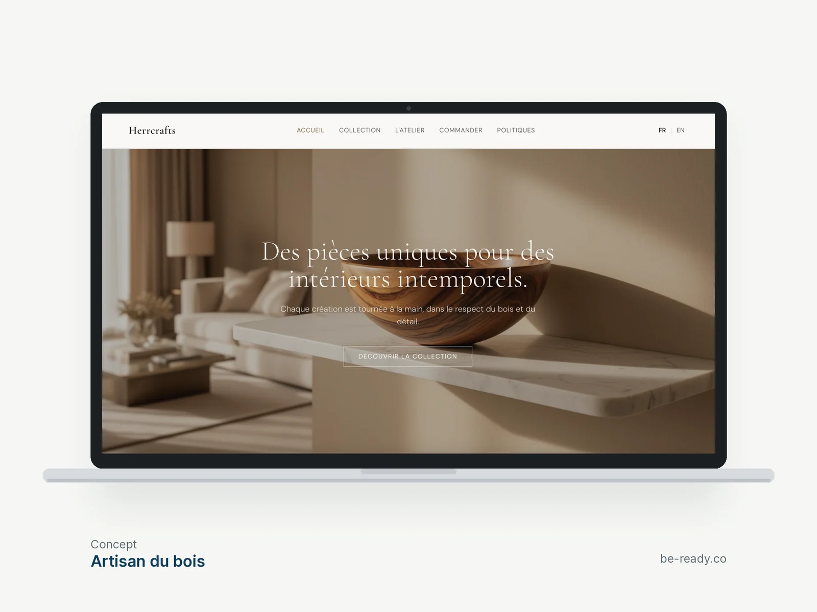 Concept de site pour un artisan du bois