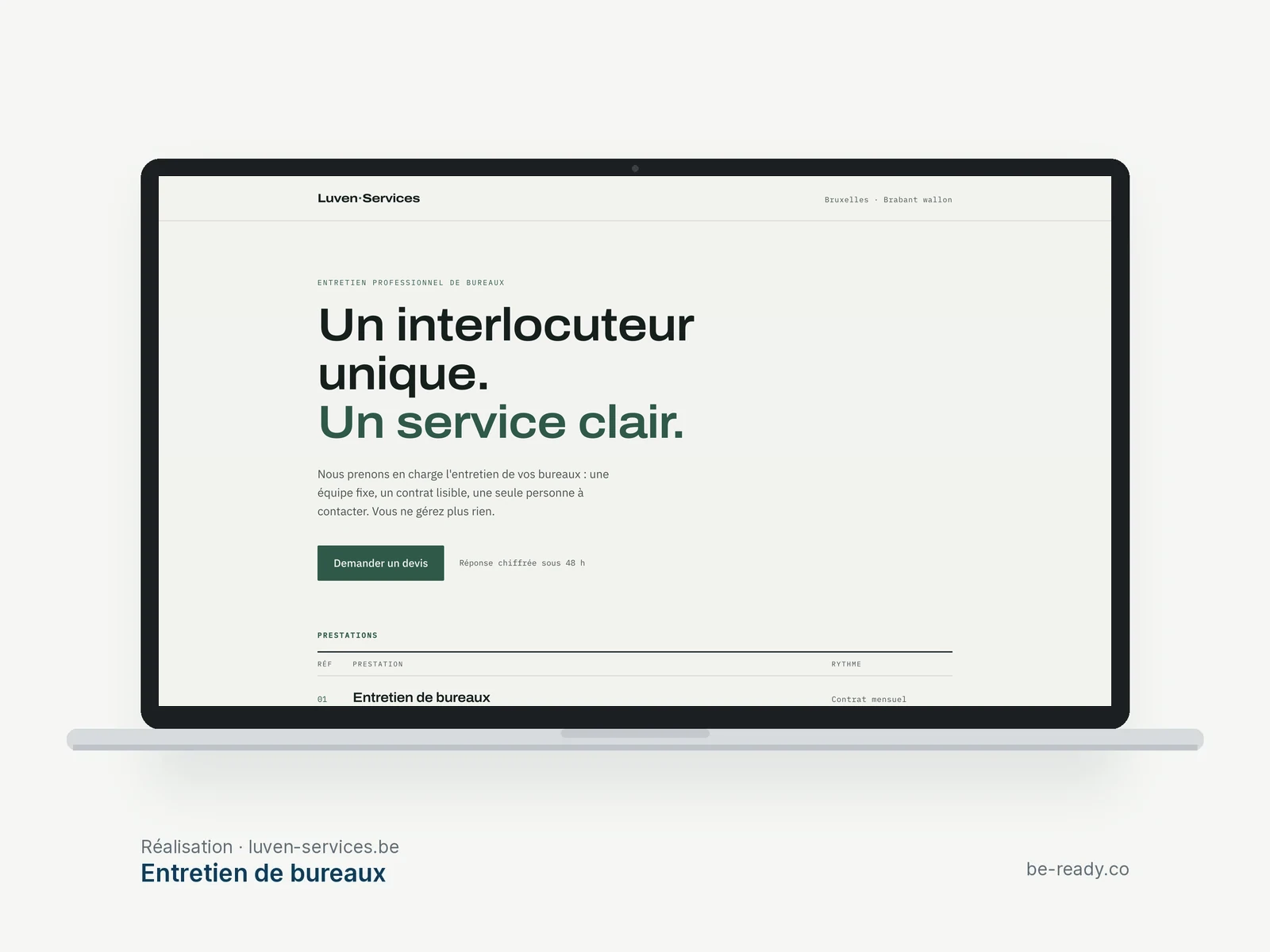 Site réalisé pour Luven Services, entretien de bureaux